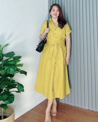 *Julia Maxi Premium Linen Mustard Dress 0029