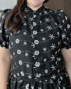 Bianca Black Eyelet  Midi Dress 0241