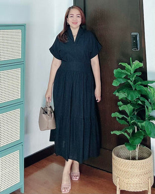 *Althea Maxi Plain Black Dress 0028