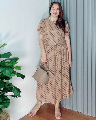 *Alexa Polka Brown Dress 0077