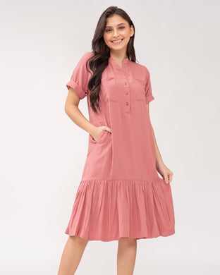Hailey Plain Oldrose Dress 0096
