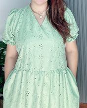 Load image into Gallery viewer, *Ariana Sage Cotton Eyelet Dress 0094