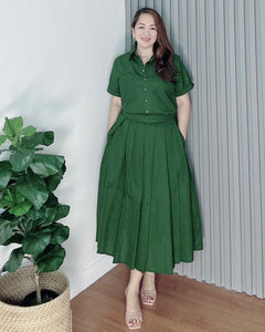 Trisha Emerald Green Premium Linen  Top and Skirt Coordinates 0020