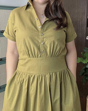 Load image into Gallery viewer, Lysa Plain Lemon Green Dress 0012