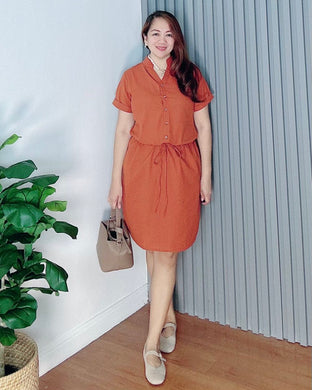 *Zoe Plain Rust Dress 0008