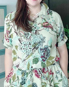 *Dahna Drawstring Printed Dress 0350