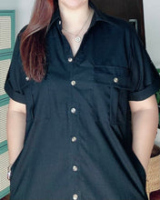 Load image into Gallery viewer, *Elena Premium Linen Black Dress 0051