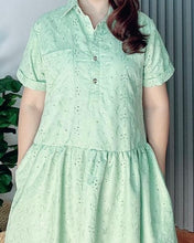 Load image into Gallery viewer, *Ara Eyelet Sage Dress 0005