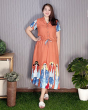 Load image into Gallery viewer, Donna Senefa Printed Rust Dress 0306