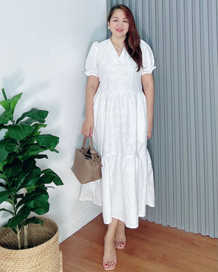 *Ariana White Cotton Eyelet Dress 0095