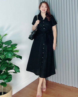 *Julia Maxi Premium Linen Black Dress 0025