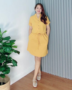 *Zoe Plain Mustard Dress 0009
