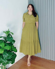 Load image into Gallery viewer, *Diana Maxi Plain Olive green Dress 0118