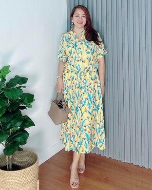 *Donna Printed Drawstring Dress 0372