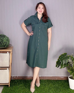 Elena Plain Emerald Green Dress 0071