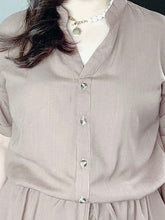 Load image into Gallery viewer, *Donna Plain Brown Drawstring Dress 0356