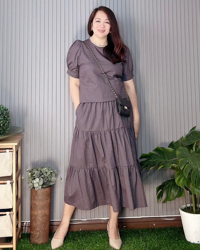 Lana Premium Linen Gray Top and Skirt 0011