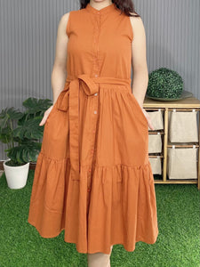 Ann Plain Rust Dress 0005