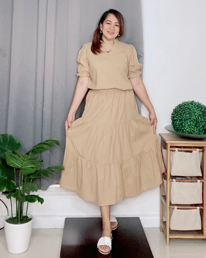 Sale! Carol Plain Camel Top and Skirt 0007