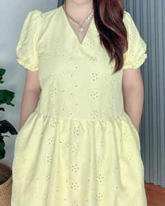 *Ariana Yellow Cotton Eyelet Dress 0096