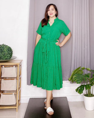 Pia Plain Forest Green Dress 0175