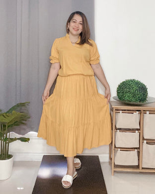 Sale! Carol Plain Mustard Top and Skirt 0002