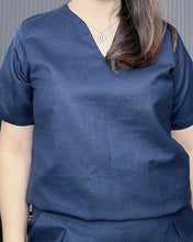 Load image into Gallery viewer, Ada Plain Navy Blue Premium Linen Coordinates 0013