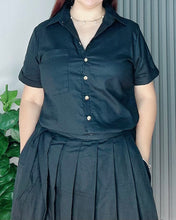 Load image into Gallery viewer, Trisha Black Premium Linen Top and Skirt Coordinates 0027