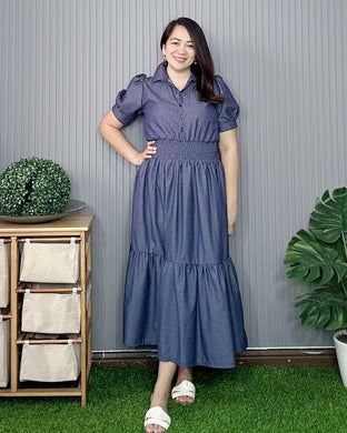 Diana Maxi Plain Soft Denim Dress 0004