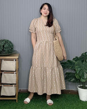 Load image into Gallery viewer, Ariana Maxi Eyelet Embroider Brown Dress 0058