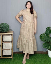 Load image into Gallery viewer, Martha Maxi Eyelet Brown Dress 0026