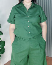 Load image into Gallery viewer, *Monique Premium Linen Emerald Green Coordinates 0018